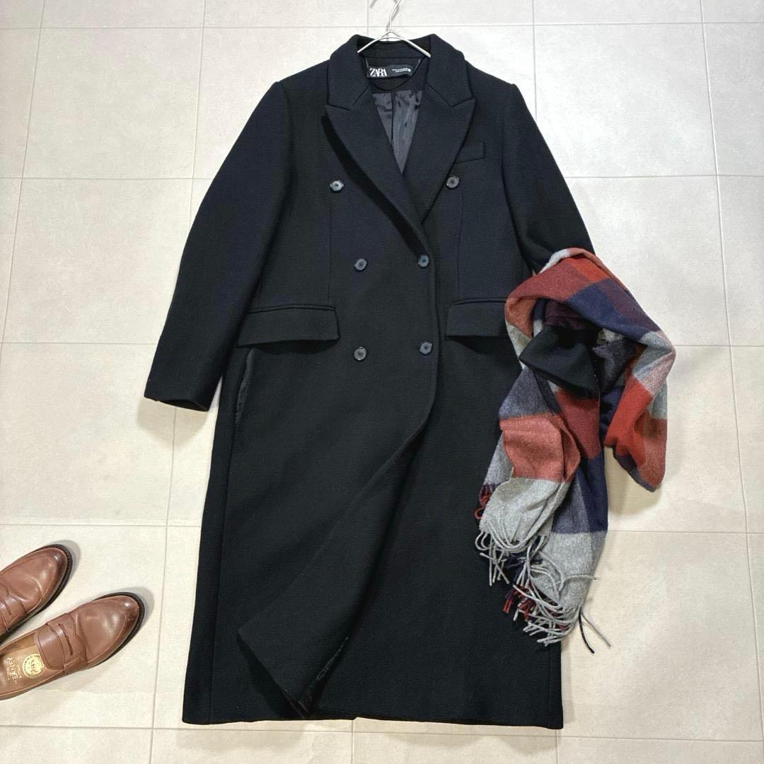美品 ZARA×MANTECO♡ウール混 ダブルチェスターコート 黒 L相当