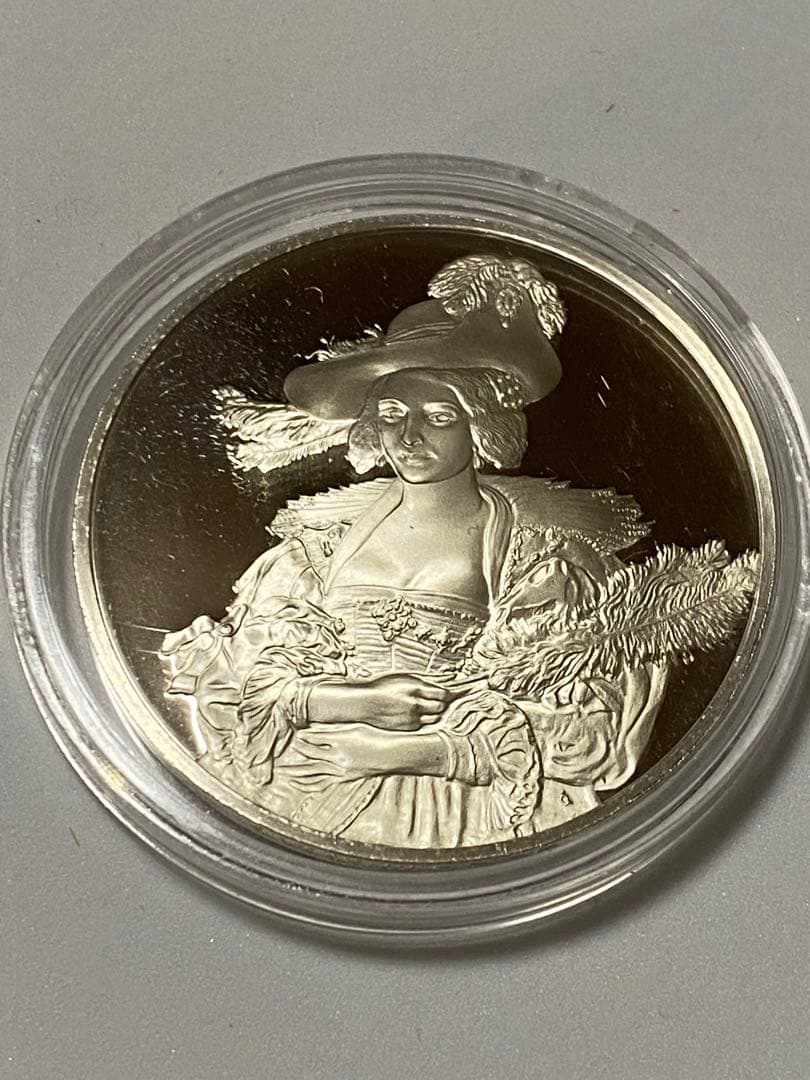 フランス 高銀位 芸術大型銀メダル 貴婦人像 鏡面美品