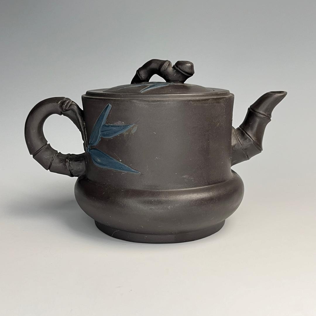 竹紫砂急須 茶道具 宜興 天青 黒 紫砂壷 朱泥 茶壺 急須 煎茶道具 764