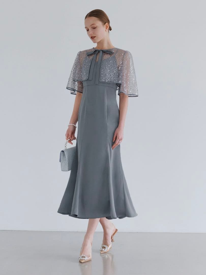 スパンコールビジューボレロマーメイドワンピースドレス結婚式パーティー二次会成人式