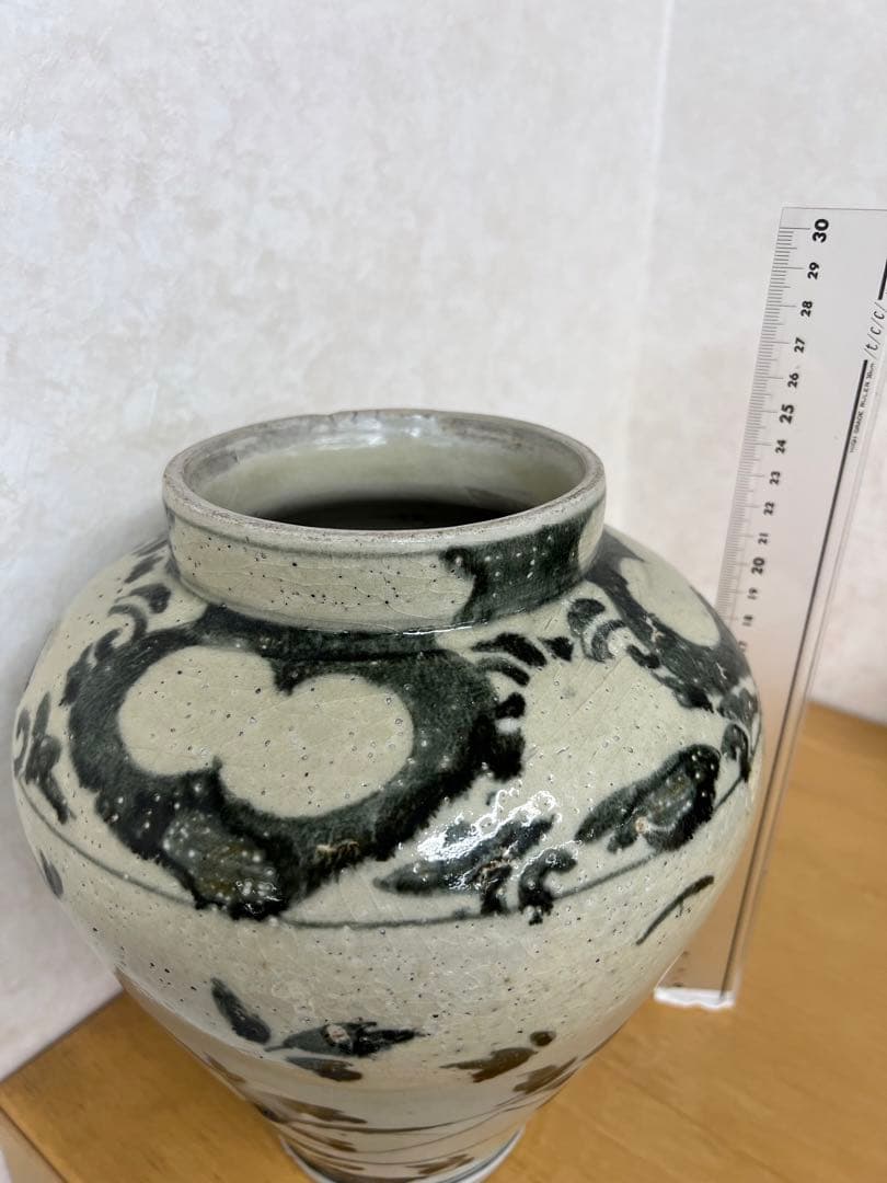 朝鮮李朝高麗青花りんご紋壷　古美術　唐物コレクション韓国骨董アンティーク江戸青磁