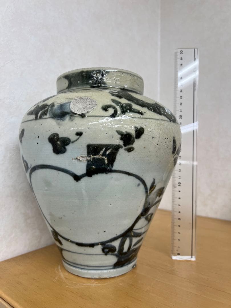 朝鮮李朝高麗青花りんご紋壷　古美術　唐物コレクション韓国骨董アンティーク江戸青磁