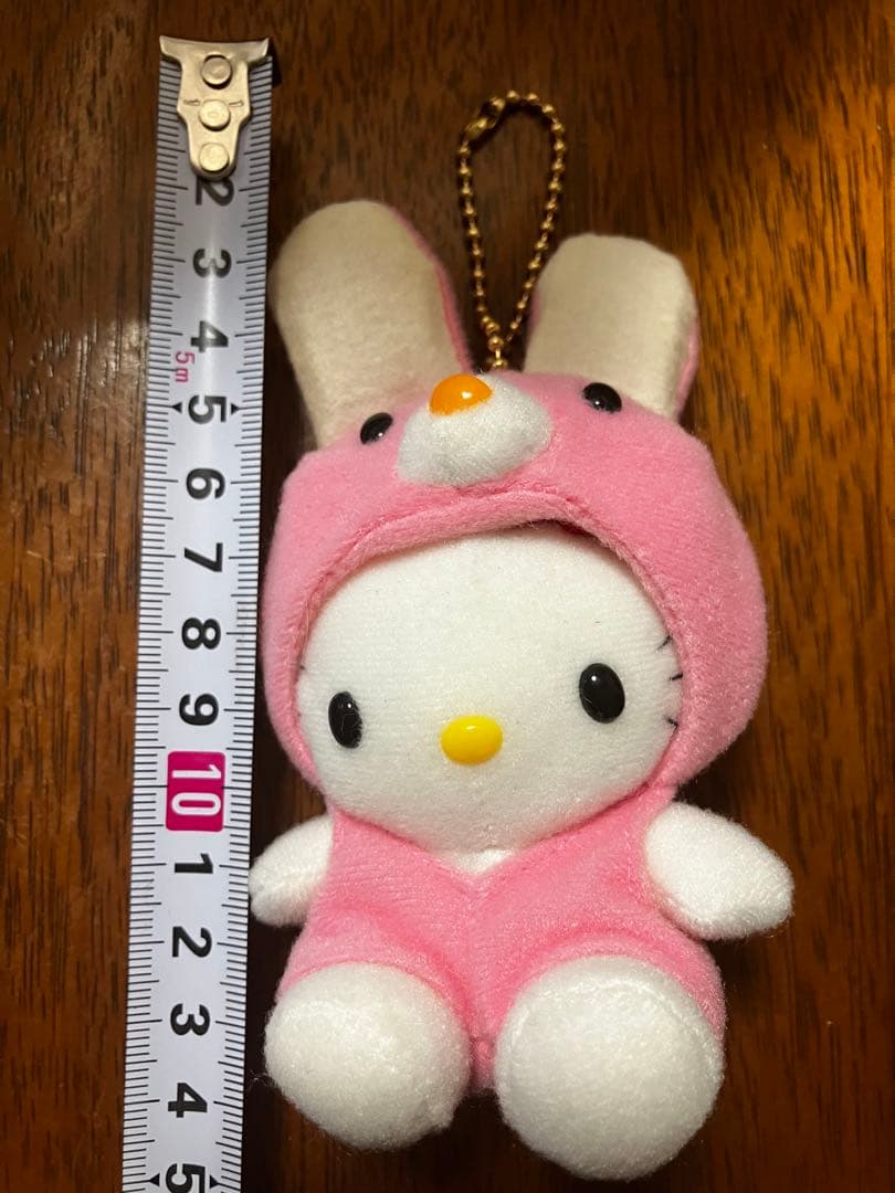 貴重 ハローキティ うさぎ着ぐるみマスコットキーホルダーサンリオ 98年レトロ