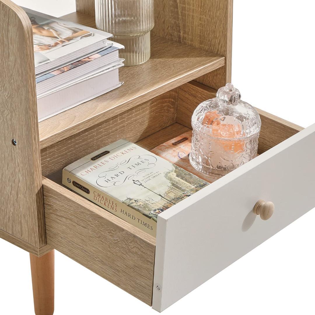 ☆サイドテーブル ナイト ベッド周り収納 多機能 引出し　北欧