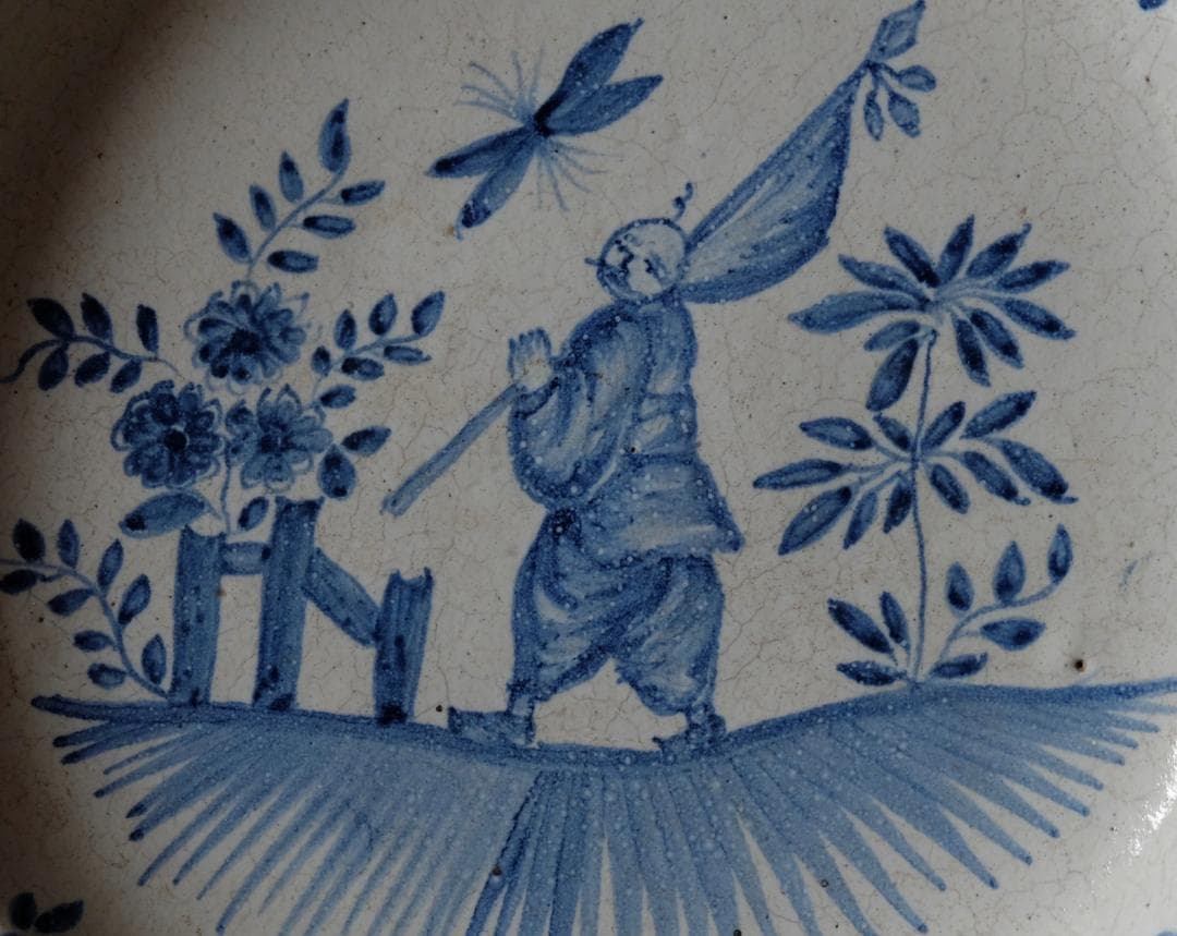 ☆☆フランスの輪花の皿：シノワズリー中国人の絵　19世紀