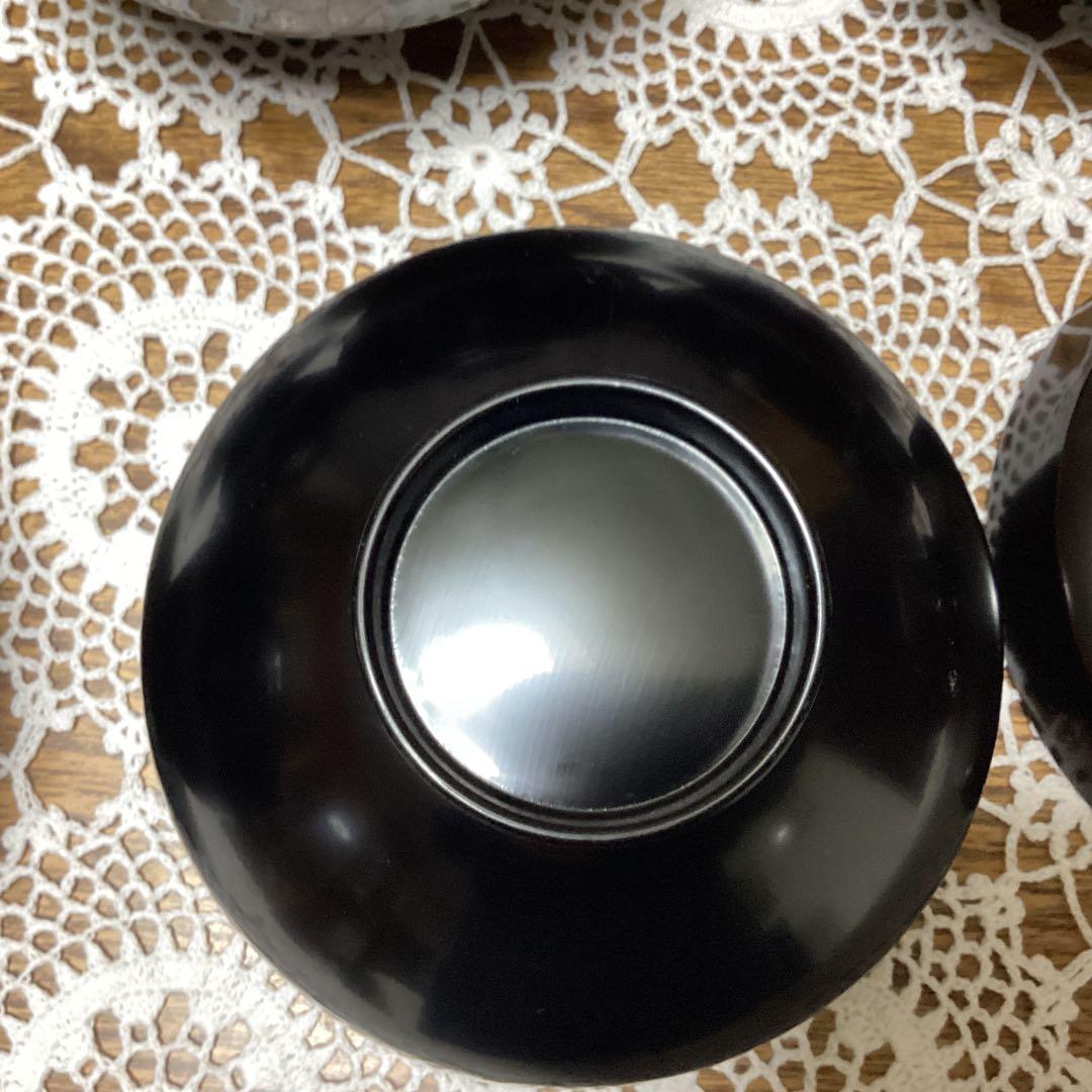 k2f10 黒塗吸物椀 10客　金色花模様　四君子