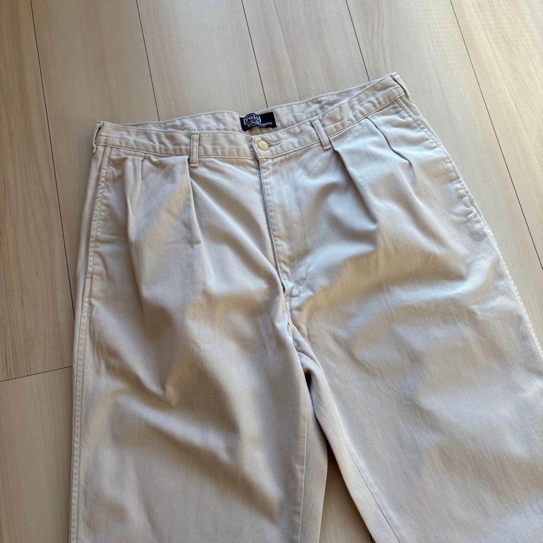 -90s ポロバイラルフローレン ポロチノ USA製 実寸33×32 アイボリー