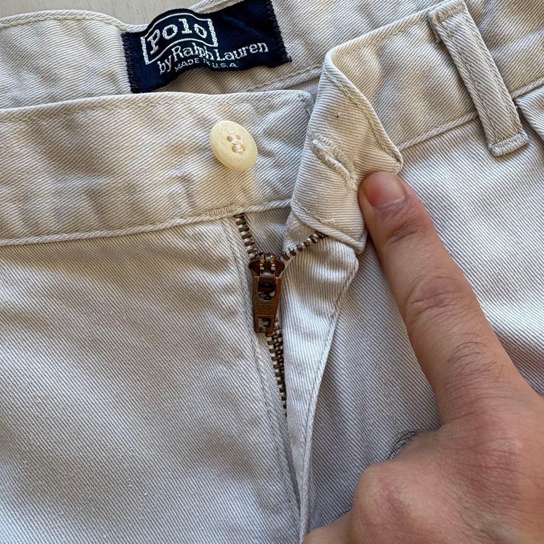 -90s ポロバイラルフローレン ポロチノ USA製 実寸33×32 アイボリー