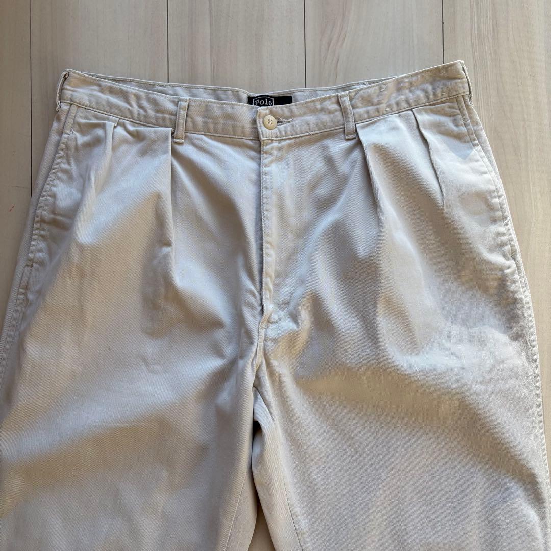 -90s ポロバイラルフローレン ポロチノ USA製 実寸33×32 アイボリー