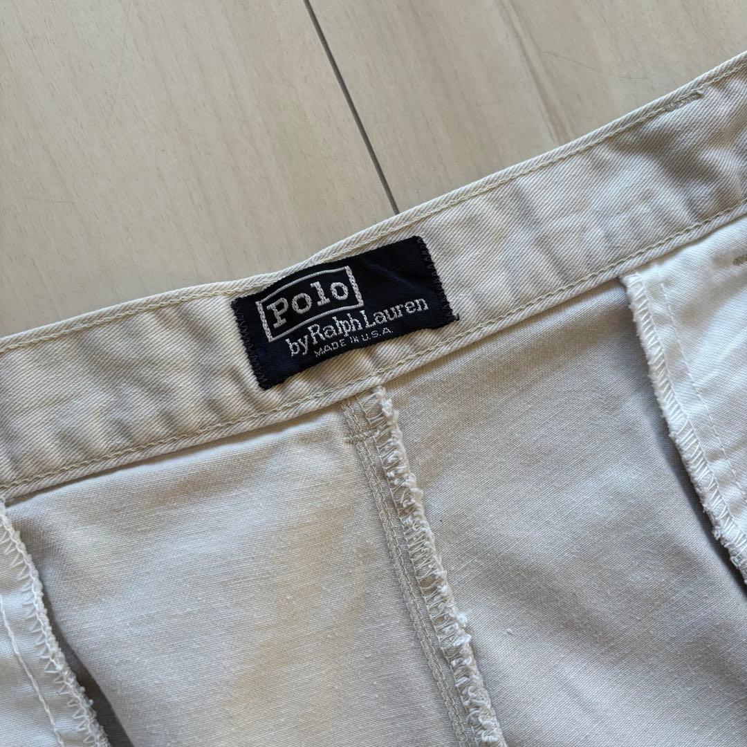 -90s ポロバイラルフローレン ポロチノ USA製 実寸33×32 アイボリー