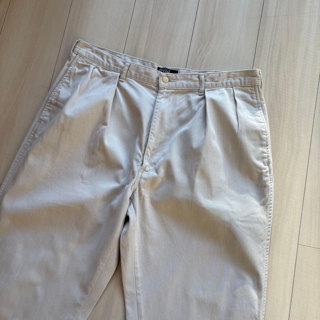 -90s ポロバイラルフローレン ポロチノ USA製 実寸33×32 アイボリー