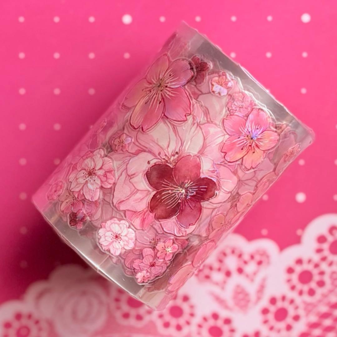 贝壳光 樱时 ダイカット加工 6cm×5m 海外マスキングテープ　海外マステ　桜