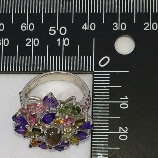 エ*君様 天然ブラックオパール アメジスト サファイア トルマリン リング s9