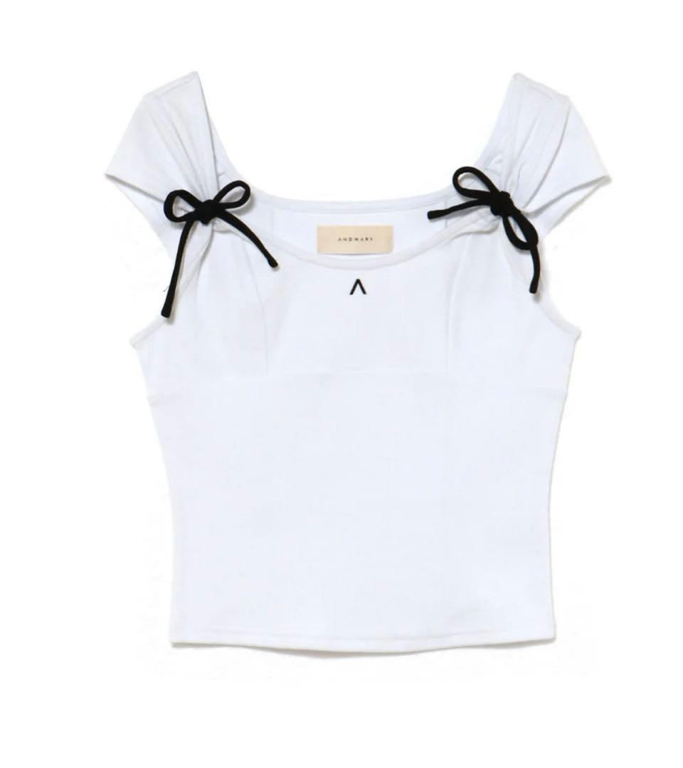 トップス ANDMARY Tina ribbon tops white