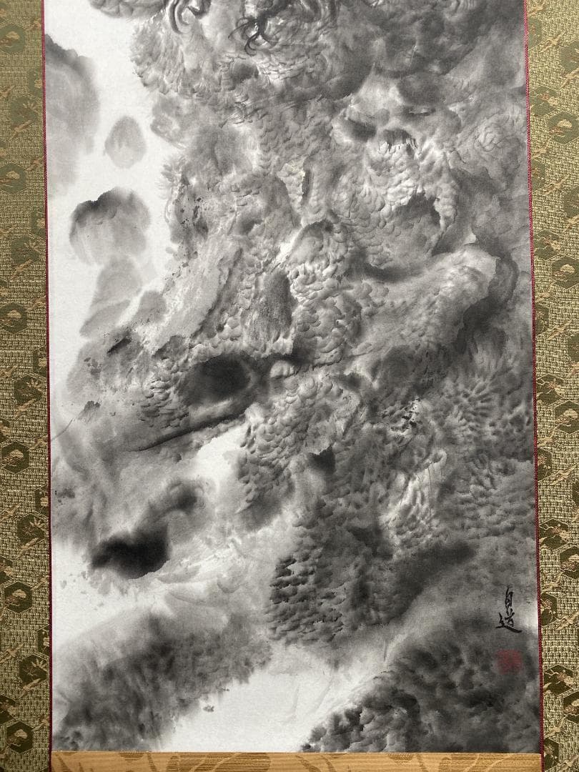 絵師白道【真作】『龍神』現代水墨画家 岐阜県生まれ 共箱 掛軸24111720