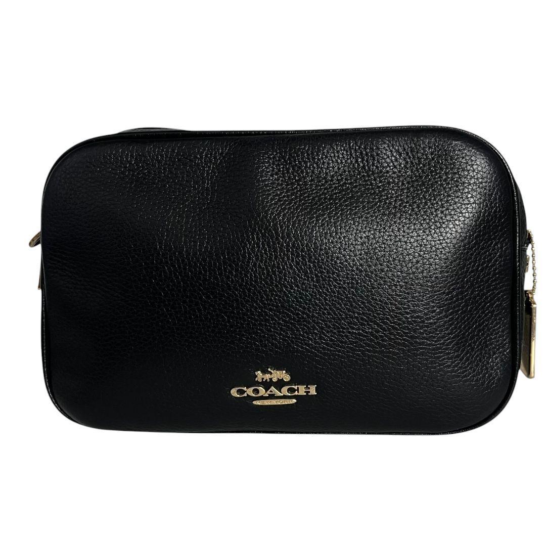 極美品　コーチ　ジェス　2層　ショルダーバッグ　レザー　シボ革　斜め掛　ブラック