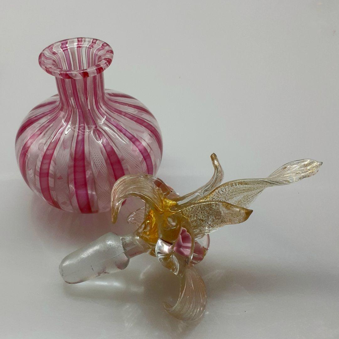 MURANO GLASS ムラノ 金彩 花蓋 香水瓶 パフュームボトル