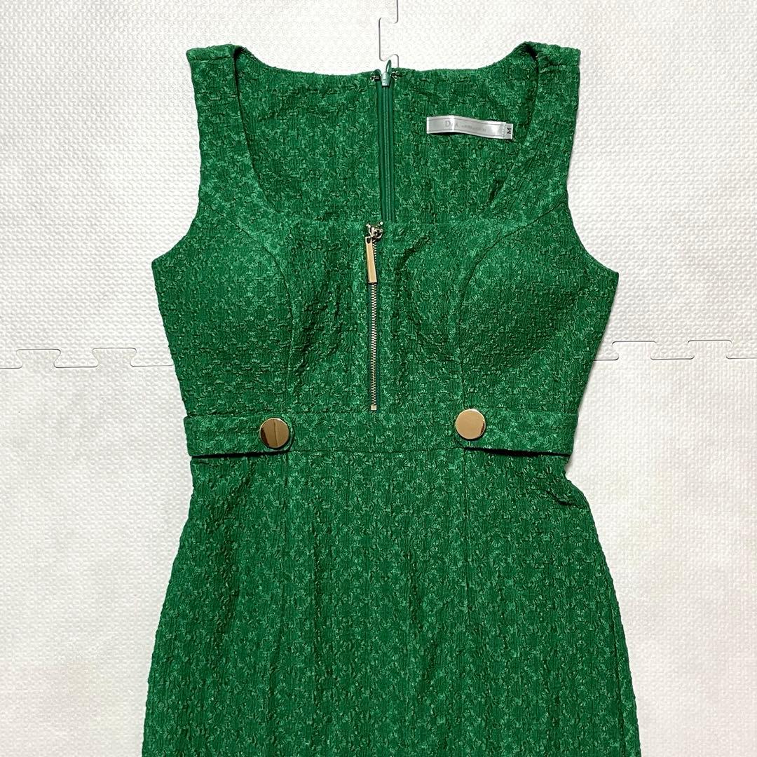 ローブドフルール DEA キャバクラ タイト ワッフル　ロング ボタン グリーン