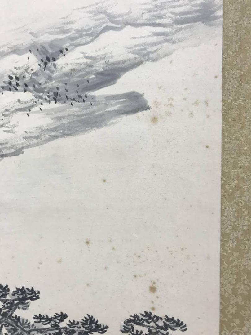 【真作】佐竹永陵/秋崖渓居/山水図/掛軸/名家伝来/AD-940