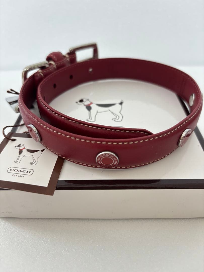【新品未使用品】COACH レザー 中型犬用首輪