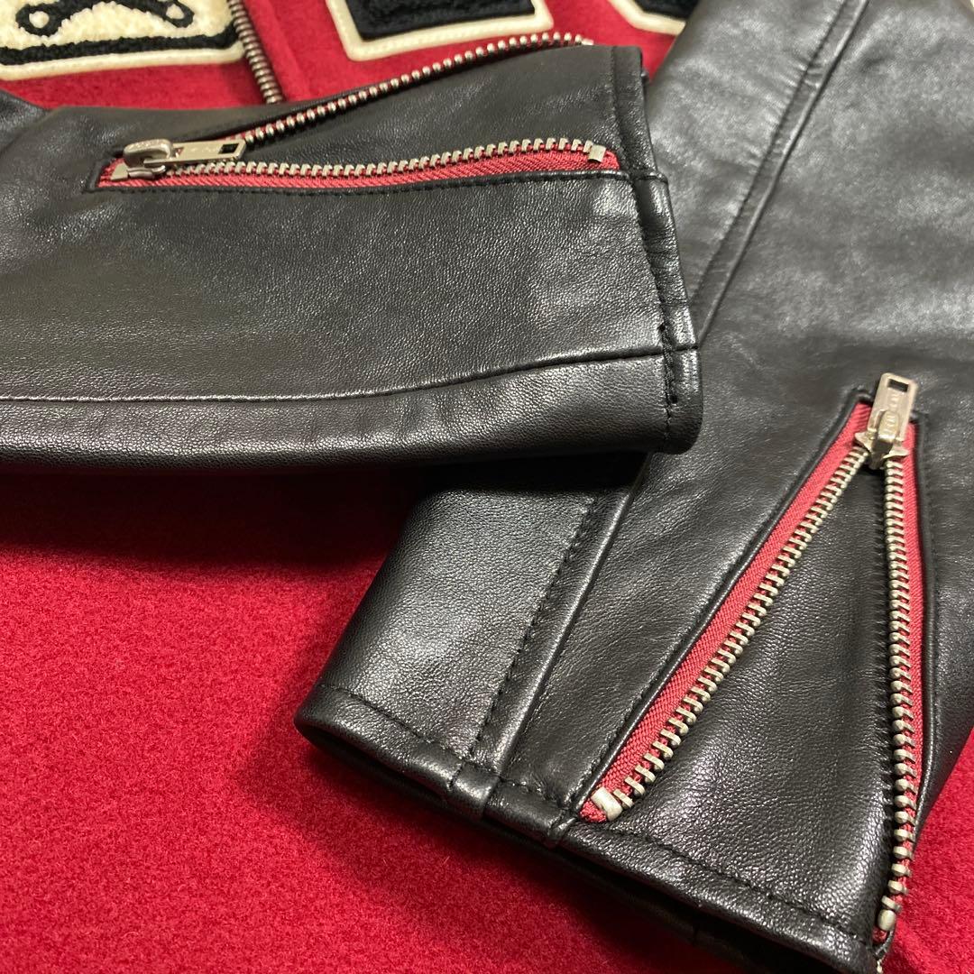 極美品✨ヒステリックグラマー羊革ラム袖レザーROCK 'n ROLL刺繍ワッペン