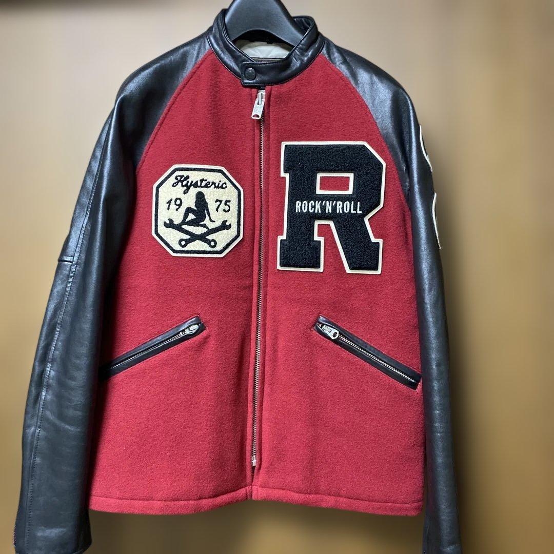 極美品✨ヒステリックグラマー羊革ラム袖レザーROCK 'n ROLL刺繍ワッペン