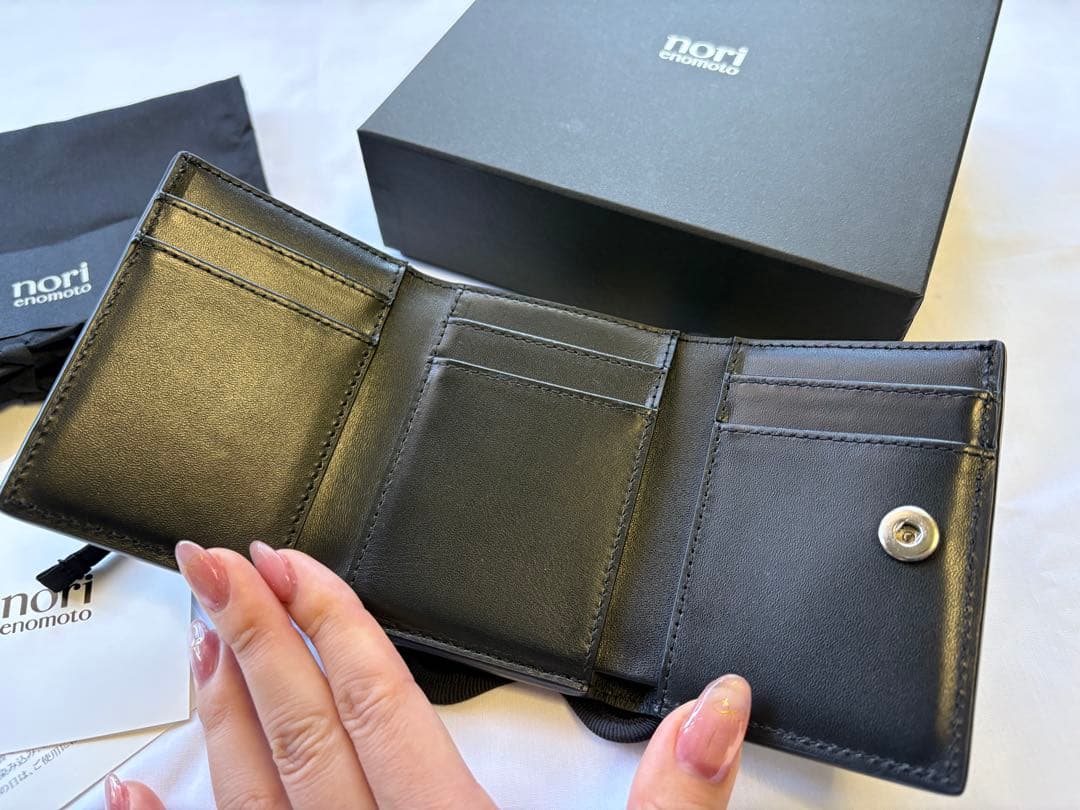 小物 norienomoto wave trifold wallet black