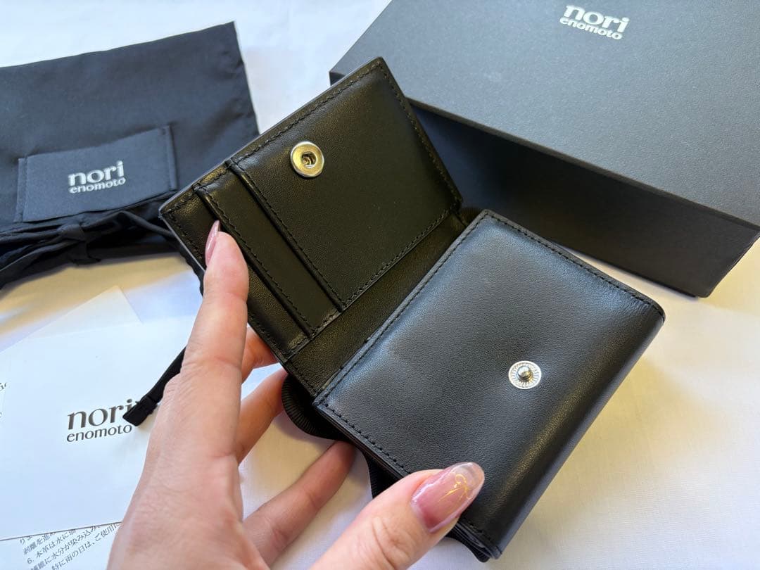 小物 norienomoto wave trifold wallet black