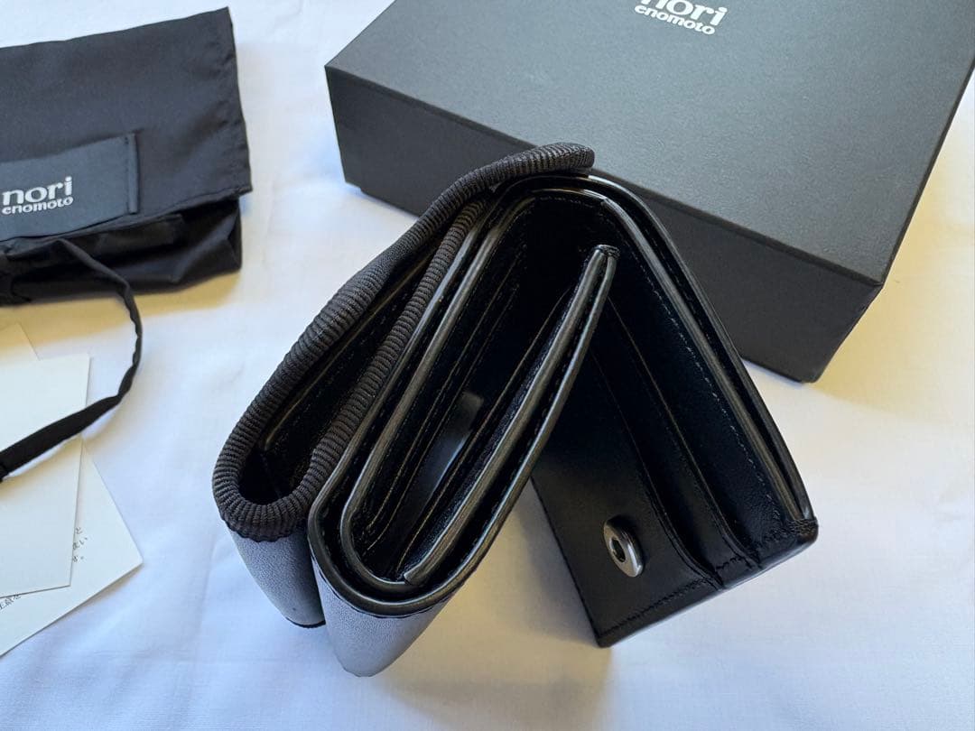 小物 norienomoto wave trifold wallet black