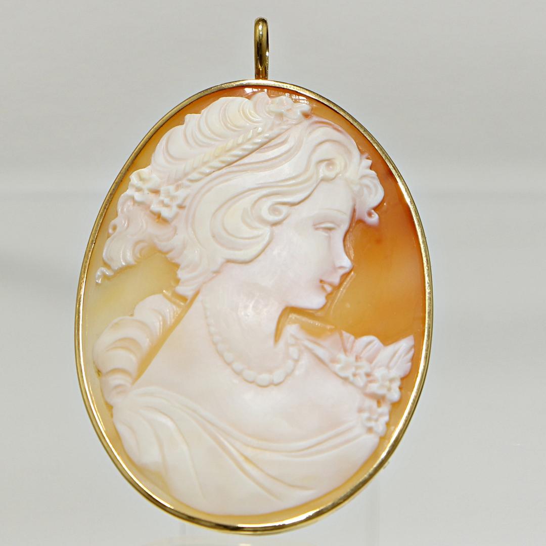 K18YG 　シェル　カメオ　ブローチ　ペンダント　新品