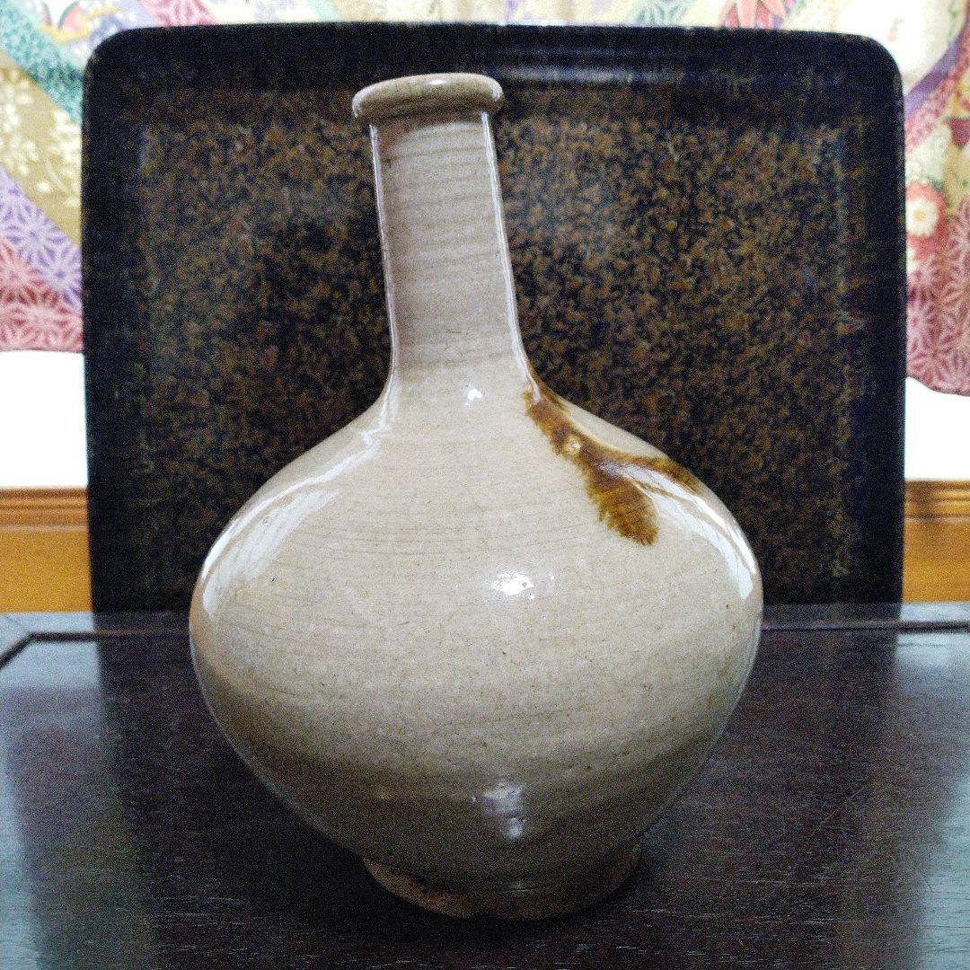 NO295　大堀相馬焼 　古相馬　徳利　飴釉流し掛け