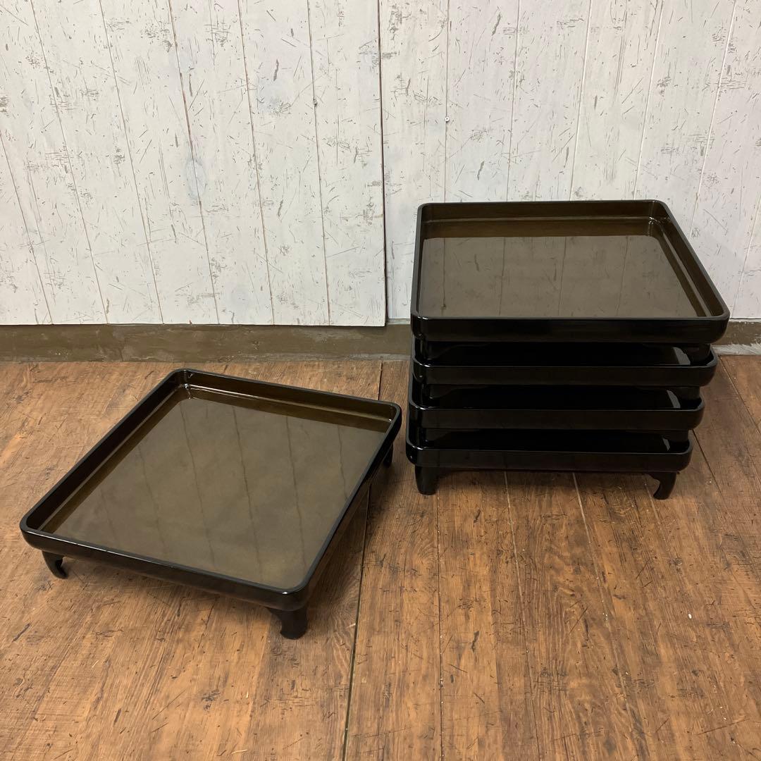 D-4 昭和レトロ 会議膳 膳 御膳5客セット セット売り 四角形 正方形 漆器