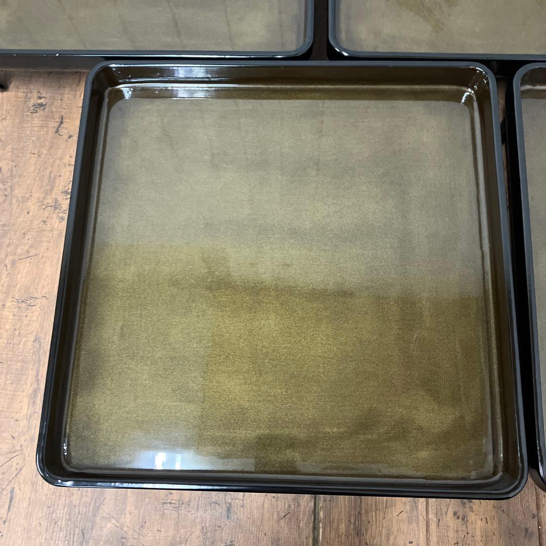 D-4 昭和レトロ 会議膳 膳 御膳5客セット セット売り 四角形 正方形 漆器