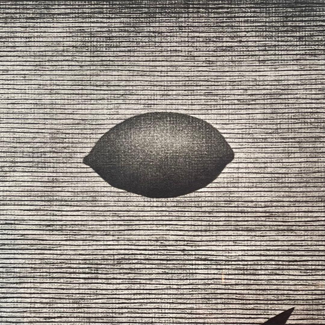 浜口陽三　印刷　ポスター　「魚とレモン」　1958年　額付き　25.11.1−2