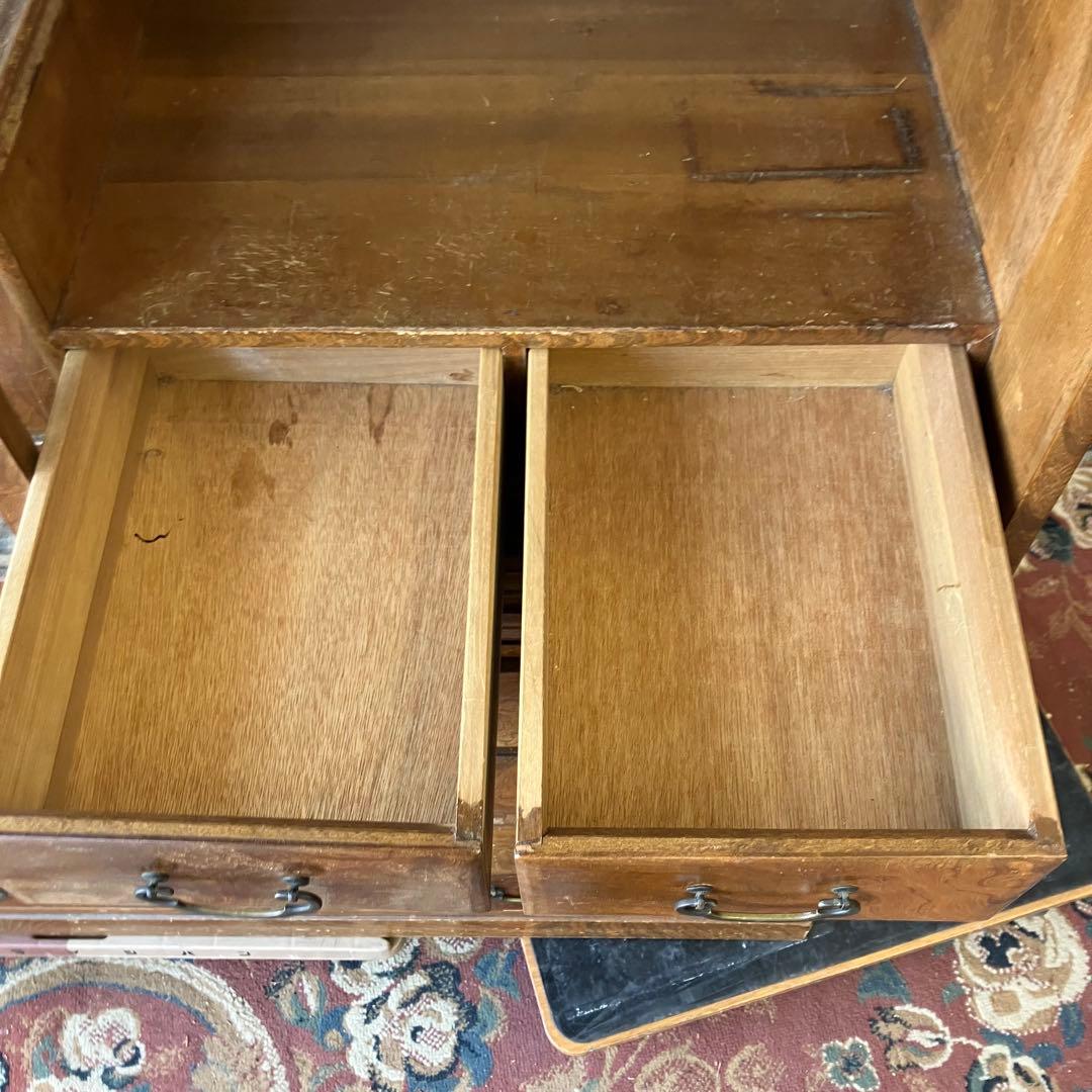 昭和レトロ 茶箪笥 茶棚 ガラス扉 サイドボード 古家具 飾り棚ビンテージ