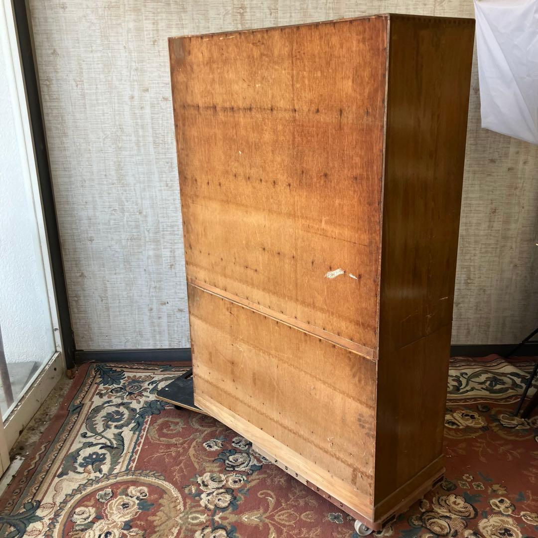昭和レトロ 茶箪笥 茶棚 ガラス扉 サイドボード 古家具 飾り棚ビンテージ