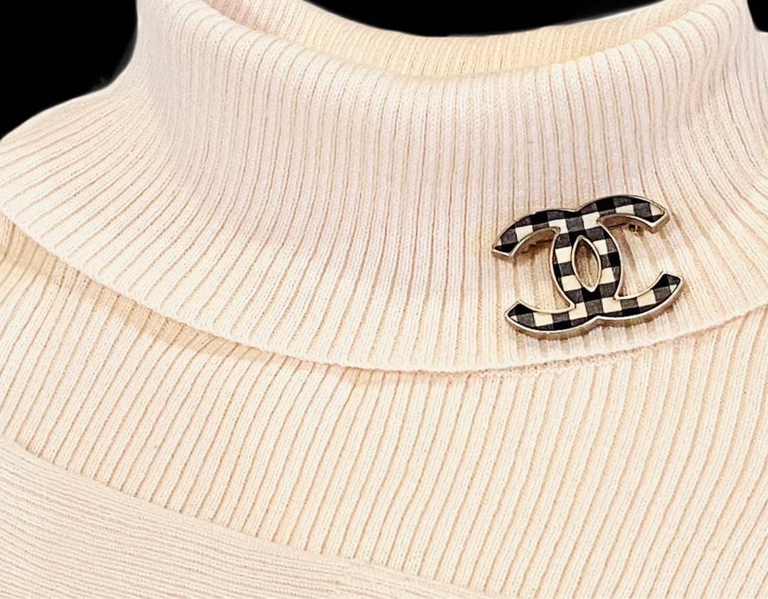 シャネル　CHANEL ギンガムチェック　ココマーク　ブローチ　激レア
