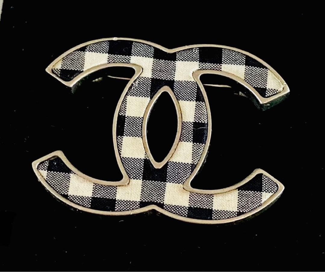 シャネル　CHANEL ギンガムチェック　ココマーク　ブローチ　激レア
