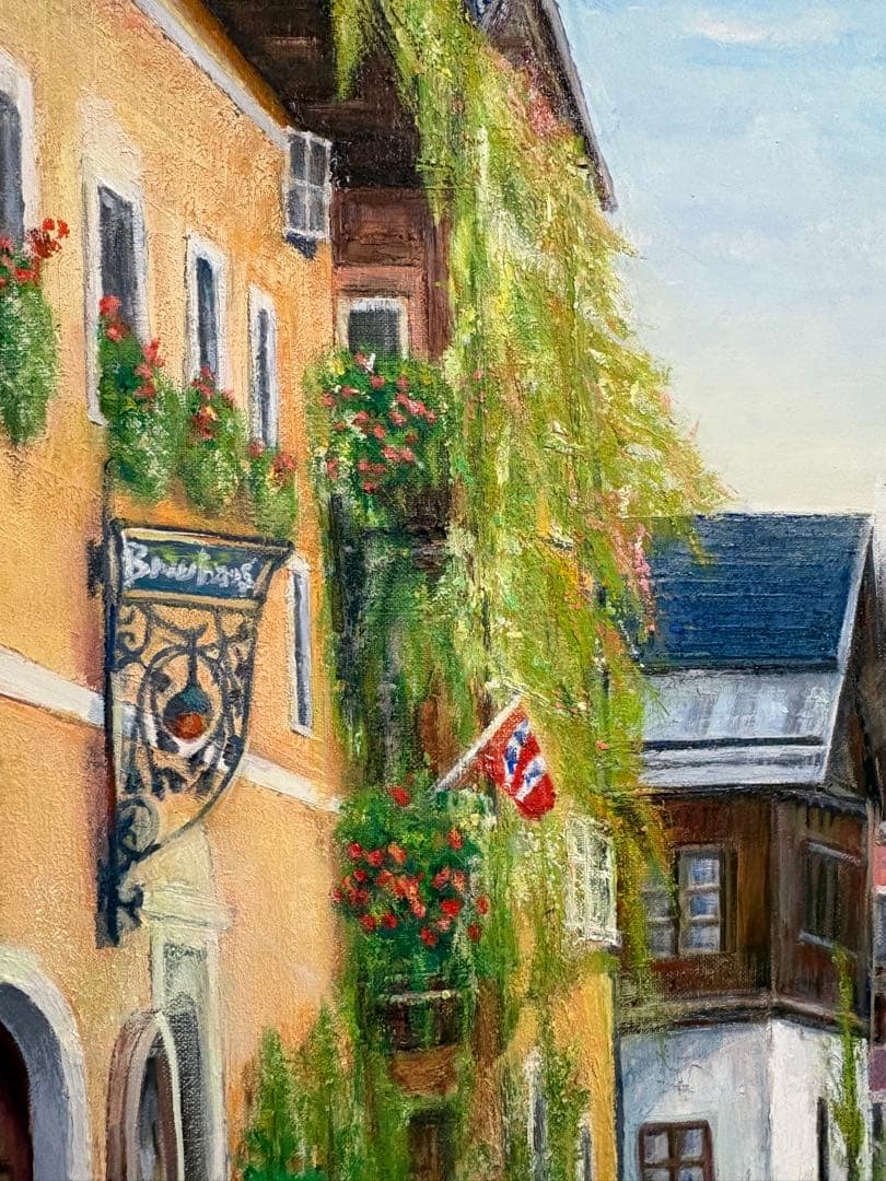 油彩原画『ヨーロッパの小路』m. Shuda P12キャンバス