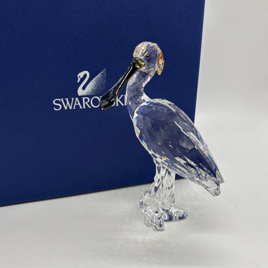 箱付き　スワロフスキー 置物 クリスタル　ヘラサギ　鳥　サギ　　NO.178