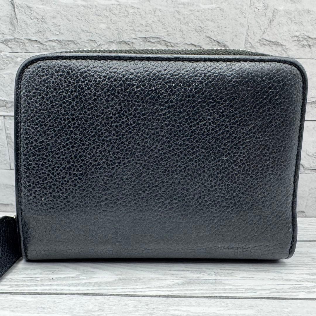 サンローラン　二つ折り財布　チャーム　カサンドラ　レザー　ブラック