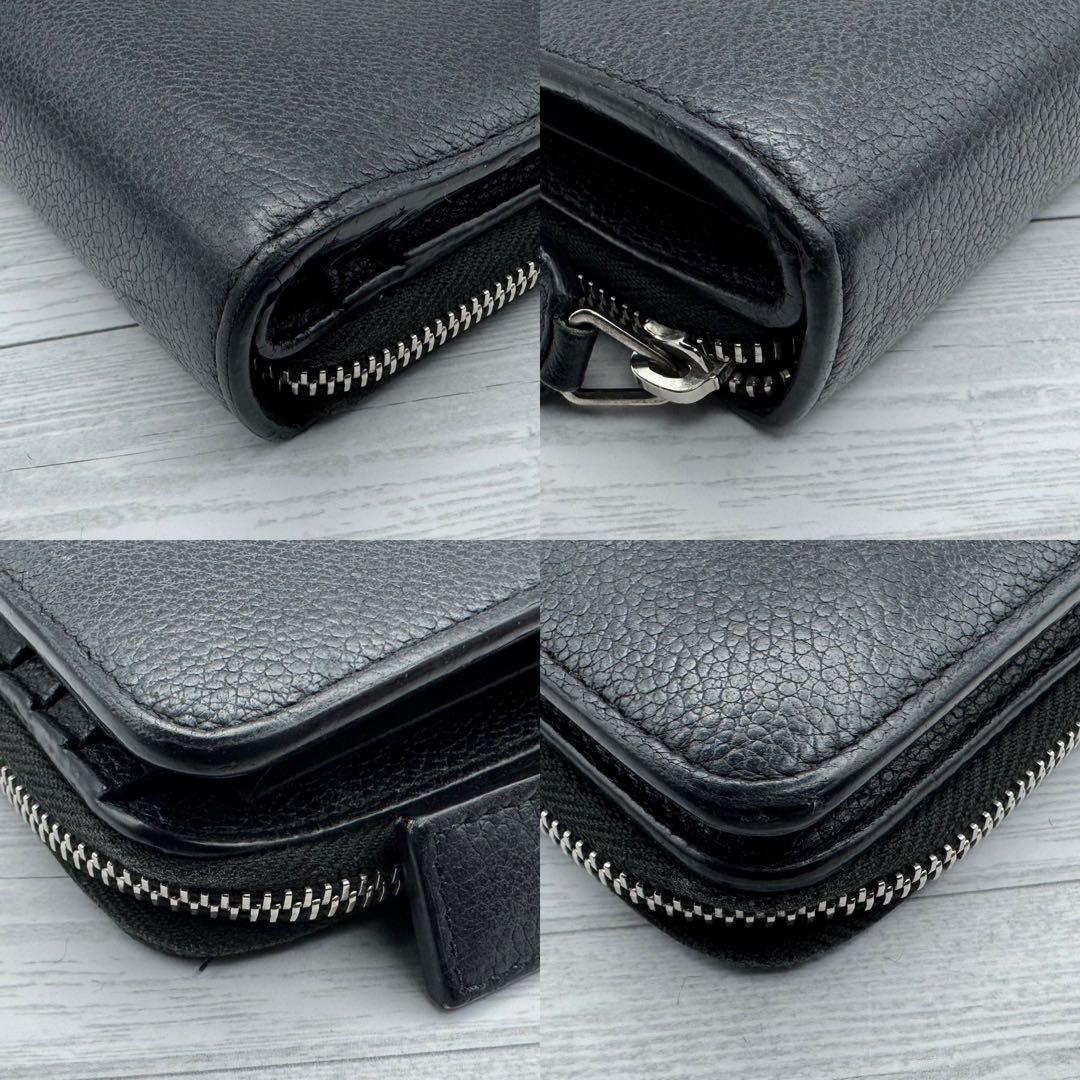 サンローラン　二つ折り財布　チャーム　カサンドラ　レザー　ブラック