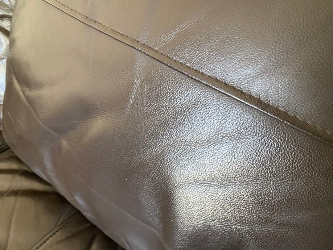 【美品】ニトリ 2人掛け 本革ワイドソファ