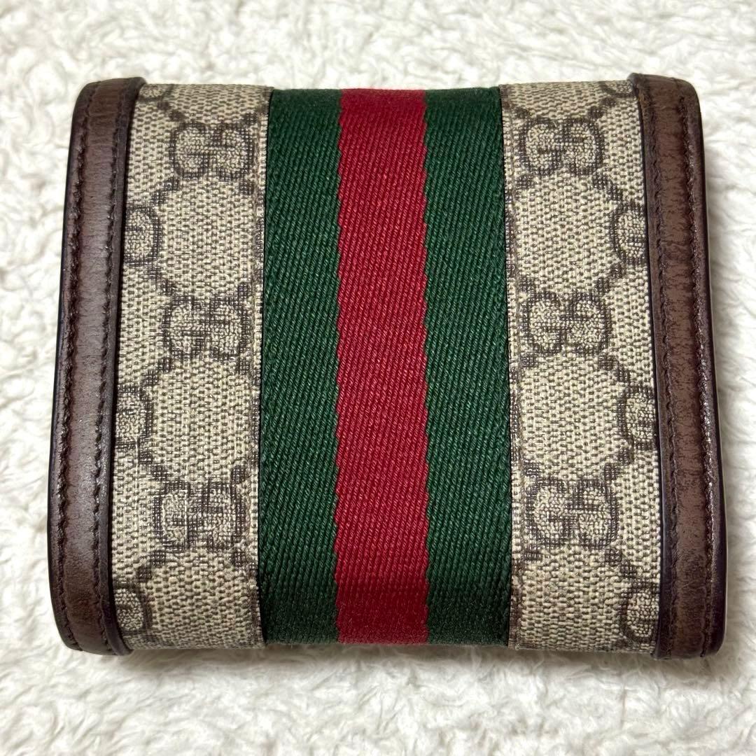 【美品】 GUCCI オフィディア シェリーライン GGスプリーム 二つ折り財布