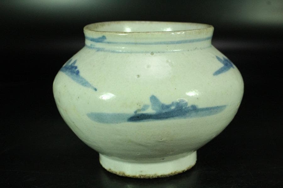 古美術 李朝 染付 壷(K-A636)