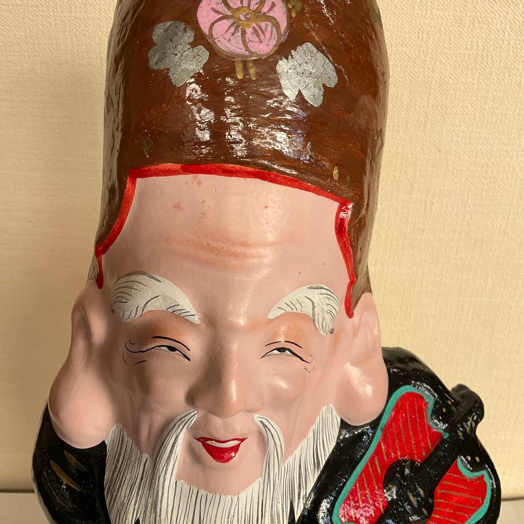 信州　中野市　土雛中野ひな人形　「寿老人」　立ケ花・　西原邦男作