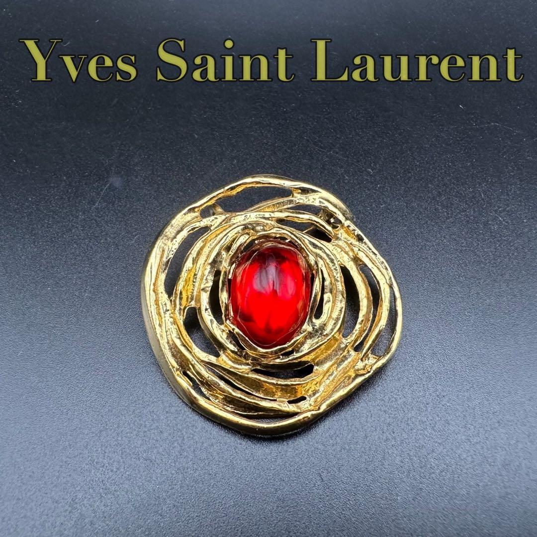未使用級✨　YSL　イヴ・サンローラン　ブローチ　グリポア　ロゴ　852