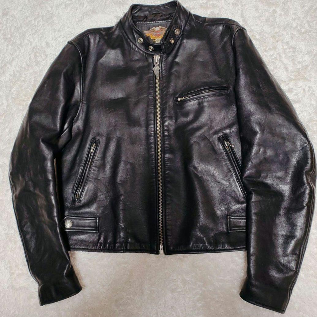 ビ*ー様 Harley-Davidson 本革 シングルライダース ブラック