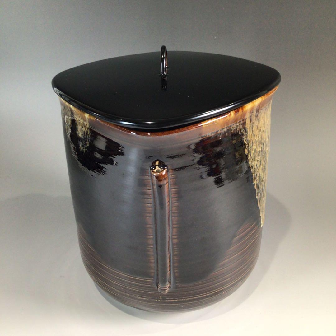 Ｐ５０８　水指　『高取焼』『青柳翠峰造』『耳付水指』　共箱　茶道具