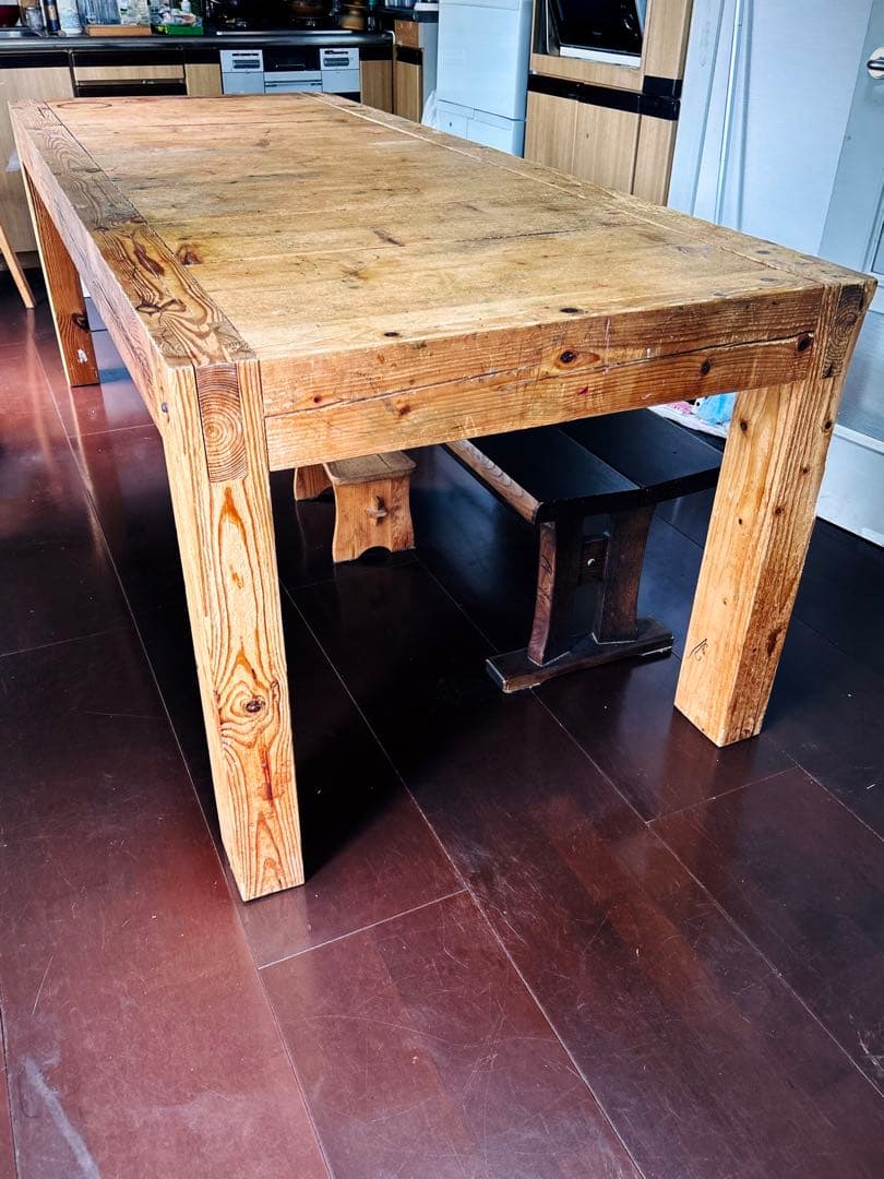無垢材テーブル　100年以上前の古材　アルプス